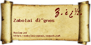 Zabolai Ágnes névjegykártya